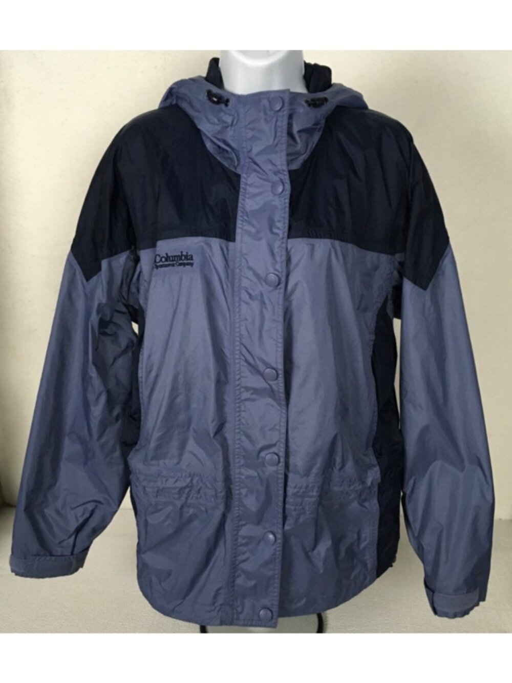 Columbia Sportswear Jacket Size M Hooded Blue Navy Blue Zipper Pockets Zip Front